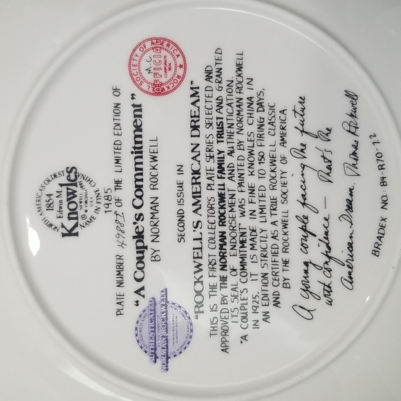 P2b- Knowles Norman Rockwell "A Couple's Commitments" 1985 LE Collector's Plate - Picture 5 of 9